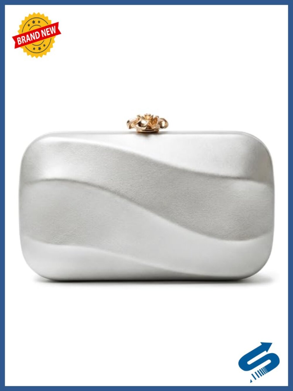 Gold Clutch Purse Evening Bag with Chain Flower Handbag